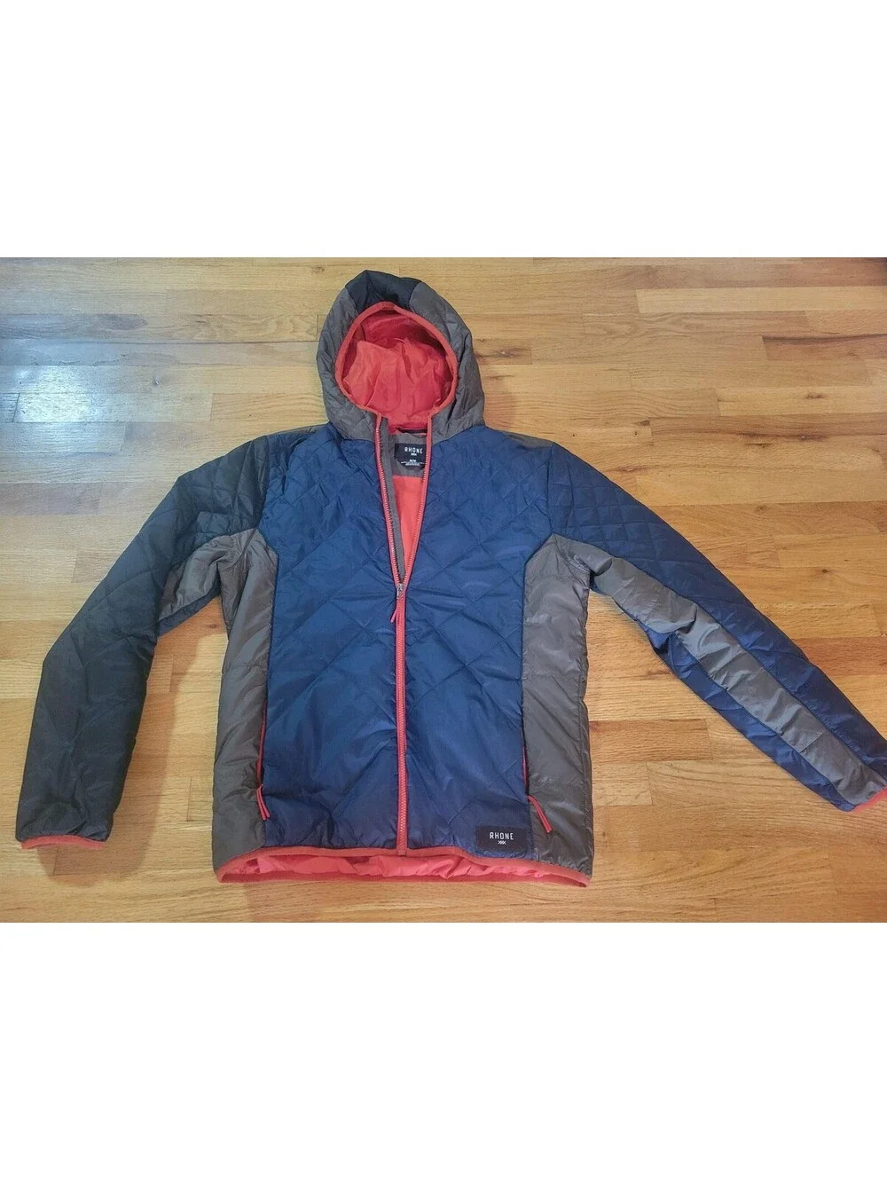 Rhone Jacket Mens Medium Multicolor Hooded Quilted Puffer Full Zip Outdoor